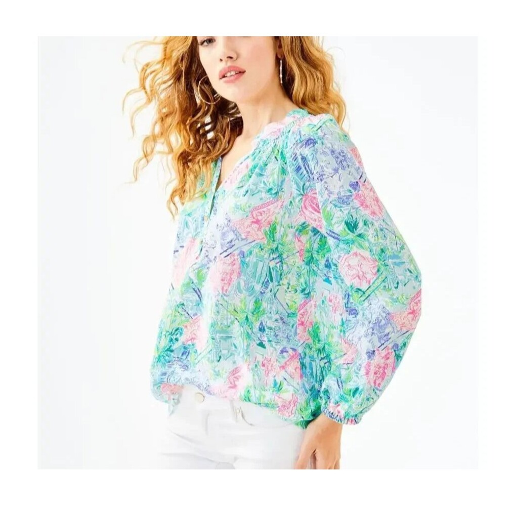 Lilly Pylitzer Silk Blouse Sz S Multicolor Top